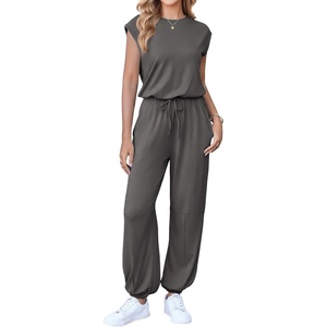 Ekouaer Womens Jumpsuit Casual One Piece Summer Vacation Outfit with Pocket(Drak Gley)