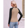 Ekouaer 3 Pack Womens Long Sleeve Raglan Shirts Slim Fit Thermal Tops(Black/White/Black Khaki Combo)