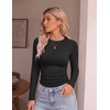 Ekouaer 3 Pack Womens Long Sleeve Raglan Shirts Slim Fit Thermal Tops(Black/White/Dark Grey)