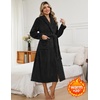 Ekouaer Long Robes for Women Super Soft Plush Fleece Warm Towel Bathrobe(Black)