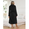 Ekouaer Long Robes for Women Super Soft Plush Fleece Warm Towel Bathrobe(Black)