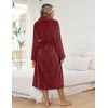 Ekouaer Long Robes for Women Super Soft Plush Fleece Warm Towel Bathrobe(Burgundy)