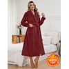 Ekouaer Long Robes for Women Super Soft Plush Fleece Warm Towel Bathrobe(Burgundy)