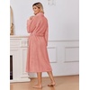 Ekouaer Long Robes for Women Super Soft Plush Fleece Warm Towel Bathrobe(Coral)