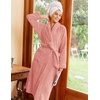 Ekouaer Long Robes for Women Super Soft Plush Fleece Warm Towel Bathrobe(Coral)