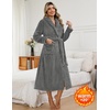 Ekouaer Long Robes for Women Super Soft Plush Fleece Warm Towel Bathrobe(Dark Gray)