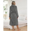 Ekouaer Long Robes for Women Super Soft Plush Fleece Warm Towel Bathrobe(Dark Gray)