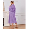Ekouaer Long Robes for Women Super Soft Plush Fleece Warm Towel Bathrobe(Lavender)
