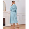 Ekouaer Long Robes for Women Super Soft Plush Fleece Warm Towel Bathrobe(Light Blue)