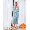Ekouaer Long Robes for Women Super Soft Plush Fleece Warm Towel Bathrobe(Light Blue)