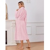 Ekouaer Long Robes for Women Super Soft Plush Fleece Warm Towel Bathrobe(Pink)