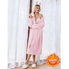 Ekouaer Long Robes for Women Super Soft Plush Fleece Warm Towel Bathrobe(Pink)