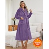 Ekouaer Long Robes for Women Super Soft Plush Fleece Warm Towel Bathrobe(Purple)