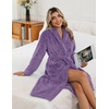 Ekouaer Long Robes for Women Super Soft Plush Fleece Warm Towel Bathrobe(Purple)