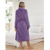 Ekouaer Long Robes for Women Super Soft Plush Fleece Warm Towel Bathrobe(Purple)