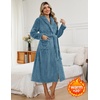 Ekouaer Long Robes for Women Super Soft Plush Fleece Warm Towel Bathrobe(Teal Blue)