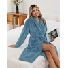 Ekouaer Long Robes for Women Super Soft Plush Fleece Warm Towel Bathrobe(Teal Blue)