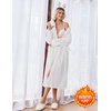 Ekouaer Long Robes for Women Super Soft Plush Fleece Warm Towel Bathrobe(White)