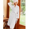 Ekouaer Long Robes for Women Super Soft Plush Fleece Warm Towel Bathrobe(White)