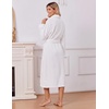 Ekouaer Long Robes for Women Super Soft Plush Fleece Warm Towel Bathrobe(White)