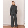 Ekouaer Lounge Sets for Women Long Sleeve 2 Piece Pajamas Set with Pockets(Black White Stripe)