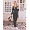 Ekouaer Lounge Sets for Women Long Sleeve 2 Piece Pajamas Set with Pockets(Black White Stripe)