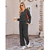 Ekouaer Lounge Sets for Women Long Sleeve 2 Piece Pajamas Set with Pockets(Black White Stripe)