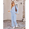 Ekouaer Lounge Sets for Women Long Sleeve 2 Piece Pajamas Set with Pockets(Blue)