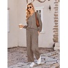 Ekouaer Lounge Sets for Women Long Sleeve 2 Piece Pajamas Set with Pockets(Brown)
