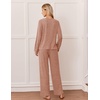 Ekouaer Lounge Sets for Women Long Sleeve 2 Piece Pajamas Set with Pockets(Caramel)