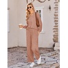 Ekouaer Lounge Sets for Women Long Sleeve 2 Piece Pajamas Set with Pockets(Caramel)