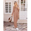 Ekouaer Lounge Sets for Women Long Sleeve 2 Piece Pajamas Set with Pockets(Caramel)