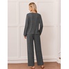 Ekouaer Lounge Sets for Women Long Sleeve 2 Piece Pajamas Set with Pockets(Dark Grey)