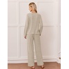 Ekouaer Lounge Sets for Women Long Sleeve 2 Piece Pajamas Set with Pockets(Khaki)