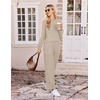 Ekouaer Lounge Sets for Women Long Sleeve 2 Piece Pajamas Set with Pockets(Khaki)