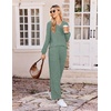 Ekouaer Lounge Sets for Women Long Sleeve 2 Piece Pajamas Set with Pockets(Lake Green)