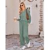 Ekouaer Lounge Sets for Women Long Sleeve 2 Piece Pajamas Set with Pockets(Lake Green)