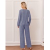 Ekouaer Lounge Sets for Women Long Sleeve 2 Piece Pajamas Set with Pockets(Navy Blue)