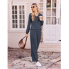 Ekouaer Lounge Sets for Women Long Sleeve 2 Piece Pajamas Set with Pockets(Navy White Stripe)