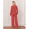 Ekouaer Lounge Sets for Women Long Sleeve 2 Piece Pajamas Set with Pockets(Red White Stripe)