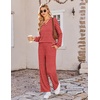 Ekouaer Lounge Sets for Women Long Sleeve 2 Piece Pajamas Set with Pockets(Red White Stripe)