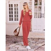 Ekouaer Lounge Sets for Women Long Sleeve 2 Piece Pajamas Set with Pockets(Red White Stripe)