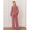 Ekouaer Lounge Sets for Women Long Sleeve 2 Piece Pajamas Set with Pockets(Wine Red)