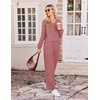 Ekouaer Lounge Sets for Women Long Sleeve 2 Piece Pajamas Set with Pockets(Wine Red)