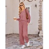 Ekouaer Lounge Sets for Women Long Sleeve 2 Piece Pajamas Set with Pockets(Wine Red)