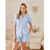 Ekouaer Pajamas for Women Set Button Down Short Sleeve Sleepwear 2 Piece pj(Blue Pentagram)