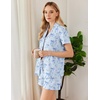 Ekouaer Pajamas for Women Set Button Down Short Sleeve Sleepwear 2 Piece pj(Blue Pentagram)