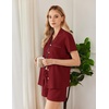 Ekouaer Pajamas for Women Set Button Down Short Sleeve Sleepwear 2 Piece pj(Burgundy)