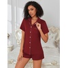 Ekouaer Pajamas for Women Set Button Down Short Sleeve Sleepwear 2 Piece pj(Burgundy)