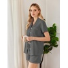 Ekouaer Pajamas for Women Set Button Down Short Sleeve Sleepwear 2 Piece pj(Dark Gray)